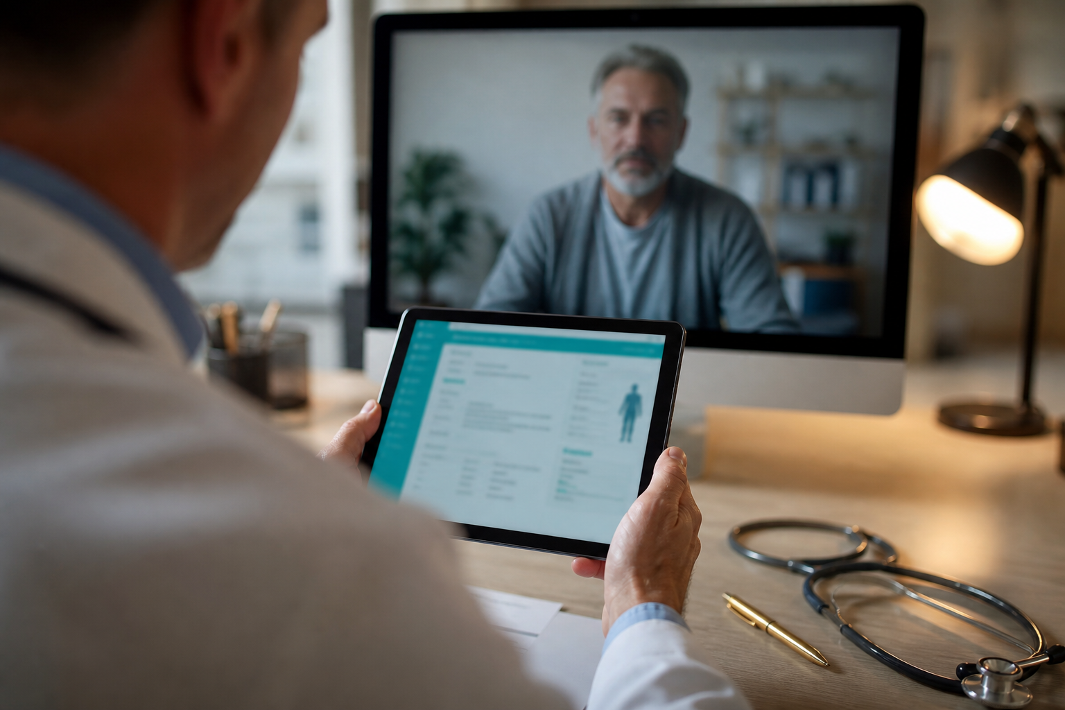 Doctor issuing a digital prescription during a visit